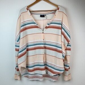 UO, Out from Under Jojo oversized very soft waffle knit button front V neck top